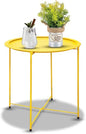 Garden 4 you Small Side Table, Round End Table, Outdoor Side Table with Metal Frame, Bedside Table for Living Room, Bedroom, Patio, Small Space, Yellow - color: Yellow