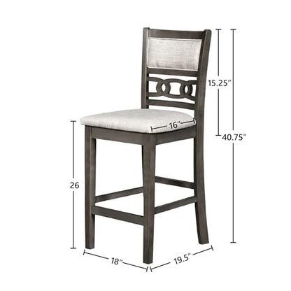 New Classic Furniture Gia Counter Dining Chair (Set of Four), Light Gray Fabric Upholstered Seat & Back Rest, Gray - color: Grey, size: Set of 4, style: Counter Chair