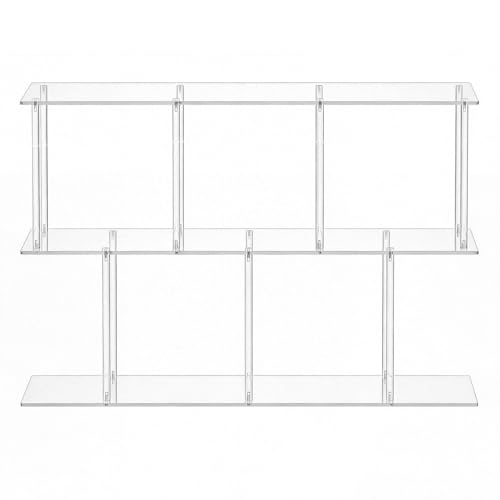 3-Tiers Acrylic Bookshelf 11.8''D X 47.2''W X 24.6''H Horizontal Bookshelf with Large Storage Cube Organizer Shelf Easy Assembly for Home Office Living Room Bedroom