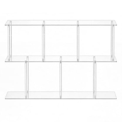 3-Tiers Acrylic Bookshelf 11.8''D X 47.2''W X 24.6''H Horizontal Bookshelf with Large Storage Cube Organizer Shelf Easy Assembly for Home Office Living Room Bedroom