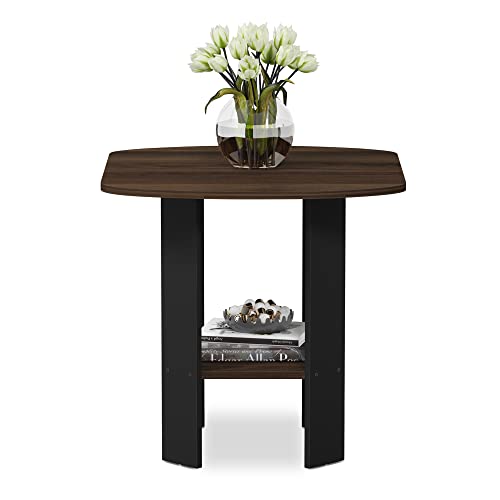 Furinno Simple Design Side Table Set of 2, 2-Tier Modern End Table with Soft Edges, Open Shelves Night Stand, Bedside Table, for Living Room, Bedroom, Columbia Walnut