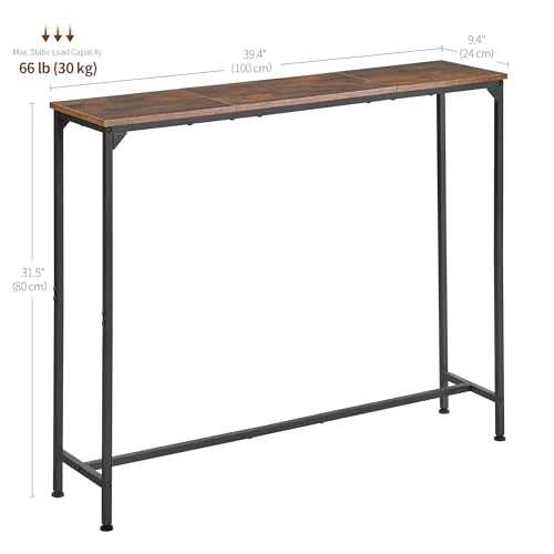 Console Table, Narrow Entryway Table, Thin Sofa Table, Behind Couch Table,for Hallway, Bedroom, Living Room, Foyer, 9.4 x 39.4 x 31.5 Inches, Rustic Brown - size: 9.4" W x 39.4" D, style: Ordinary