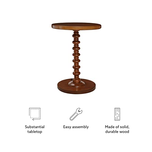 Powell Tarkin Round Hazelnut Turned Spindle Pedestal Side Accent Table - color: Hazelnut