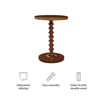 Powell Tarkin Round Hazelnut Turned Spindle Pedestal Side Accent Table - color: Hazelnut