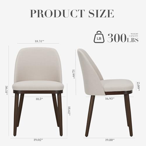 COLAMY Upholstered Dining Chairs Set of 2, Modern Kitchen Chairs with Back, Fabric Side Chair with Wood Legs for Dining Room Kitchen Restaurant, Beige - color: Beige, size: Set of 2