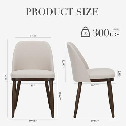 COLAMY Upholstered Dining Chairs Set of 2, Modern Kitchen Chairs with Back, Fabric Side Chair with Wood Legs for Dining Room Kitchen Restaurant, Beige - color: Beige, size: Set of 2