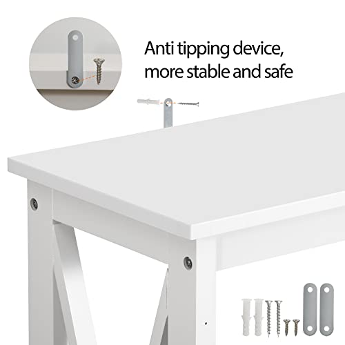 Nouva 2-Tier Narrow Console Sofa Side Table Wall Table for Hallway Foyer, White - color: White