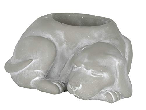 GROWSCAPE Cement Buddies Animal Planter - Cute Desk Decoration - UV Coated Animal Vase w/Removable Drain Plug - Succulent Planter for Indoor/Outdoor Use (Dog Planter, Natural, Small) - color: Natural, size: Small, style: Dog