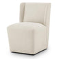KISLOT Upholstered Dining Chairs Set of 1 with Casters, Wingback Modern Side Armless Deskchair with Rollers for Diningroom Bedroom Livingroom Reading Room, Cream Beige Fabric - color: A Cream Beige Fabric, size: Set of 1