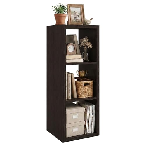 WannabeMyself【2026 Wooden Thick Frame】 3 Cube Storage Organizer with Anti-Tipping Kits, Reversible Open Back Book Shelf,Bookcase for Living Room,Bedroom,Entrance Hall,Office,11.6×36.3×13.1,Chocolate - color: Chocolate, size: 3 cube (11inch)