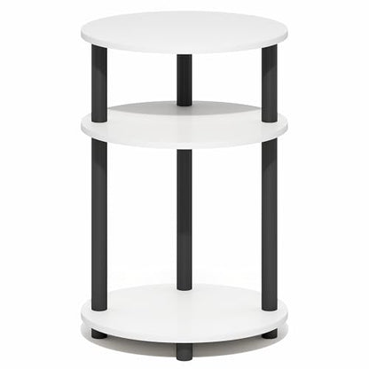 Furinno Turn-N-Tube Side Table, 3-Tier Oval End Table, Night Stand, Bedside Table, for Living Room, Bedroom, White/Black - color: White/Black, size: 1-Pack, Plastic Frame, 3-Tier, 23 Inches Tall