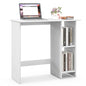 COSTWAY 31.5” Space Saving White Writing Desk, Modern Home Office Computer Workstation with Adjustable Shelf, Compact PC Table with Storage for Small Spaces/Bedroom/Dorm Rooms