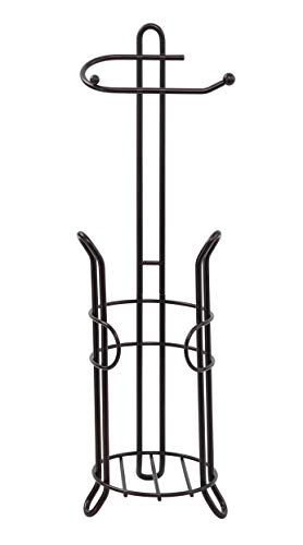 SunnyPoint Freestanding Toilet Paper Holder with Storage – Holds 3 Spare Rolls, Heavy-Duty Steel, Oil Bronze Finish, Easy Assembly, Space-Saving Bathroom Organizer - color: Bronze
