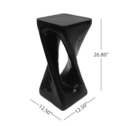 Merax Twist Shape MGO Accent Side Table, Unique Modern End Table with Wide Pedestal & Tabletop, Small Drink Tables for Living Room, Bedroom Night Stand Bedside Table, No Assembly Required, Black - color: Black, size: Twist Shaped