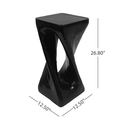 Merax Twist Shape MGO Accent Side Table, Unique Modern End Table with Wide Pedestal & Tabletop, Small Drink Tables for Living Room, Bedroom Night Stand Bedside Table, No Assembly Required, Black - color: Black, size: Twist Shaped
