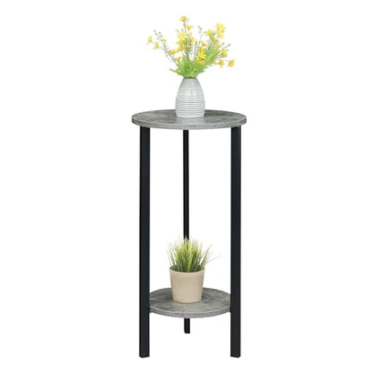 Convenience Concepts Graystone 2 Tier Tall Plant Stand 31" - Industrial Stand for Plants, Vases, and Antiques, Urban Modern Design for the Living Room, Hallway, Entryway, Cement/Black - color: Cement/Black