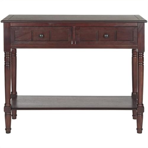 SAFAVIEH Furniture - Samantha 2-Drawer Console Table - Dark Cherry - Solid Wood - Classic Storage Design - Ideal for Entryway, Living Room, Hallway, 35.8"W x 13.8"D x 29.5"H (AMH5710D) - color: Dark Cherry