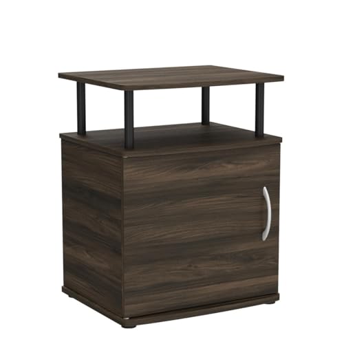 Furinno JAYA End Side Sofa Table/Nightstand with Door, 2-Pack, PVC Tubes, Columbia Walnut/Black - color: Columbia Walnut/Black, size: 2-Pack