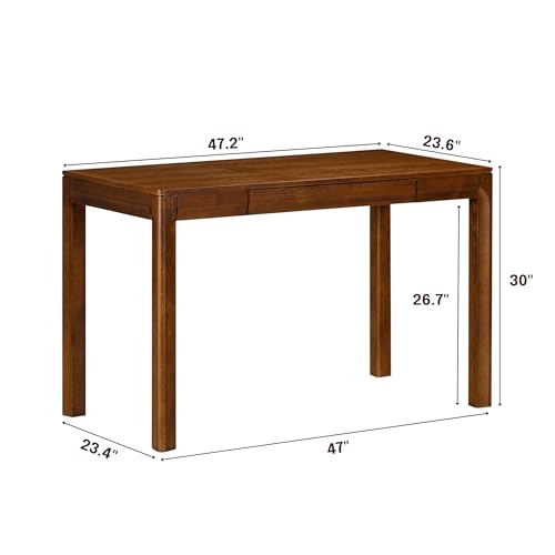 NTC Flow Modern Wooden Rectangle Desk Table with Hidden Drawer – Waterproof & Heat Resistant, Dark Walnut - color: Dark Walnut, size: 47 Inch, style: Desk