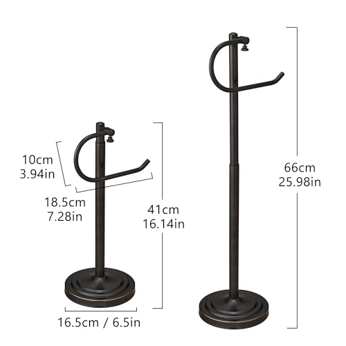 RFOUO Hand Towel Holder Stand, Towel Racks for Bathroom, Oil Rubbed Bronze | Stainless Steel, Adjustable 16.5-26 Inch,Heavy base,Space Saving Standing Towel Rack For Bathroom Kitchen Vanity Countertops - color: Oil Rubbed Bronze