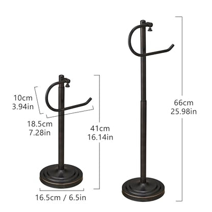 RFOUO Hand Towel Holder Stand, Towel Racks for Bathroom, Oil Rubbed Bronze | Stainless Steel, Adjustable 16.5-26 Inch,Heavy base,Space Saving Standing Towel Rack For Bathroom Kitchen Vanity Countertops - color: Oil Rubbed Bronze