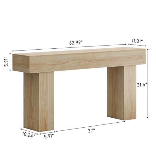 knoworld 63 Inch Long Console Table for Entryway, Farmhouse Wood Rectangular Sofa Table Behind Couch Table, Narrow Entryway Table for Living Room, Entrance, Hallway, Foyer, Easy Assembly (Natural) - color: Natural