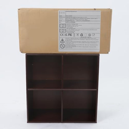 2-Tier Solid Wood Bookshelf with Deep Cubes, 10/4 Compartments Open Shelf Low Bookcase - Horizontal Wide Storage Shelf, Floor Standing for Living Room, Office & Bedroom (4 Cubes) - size: 4 Cubes