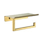 JQK Toilet Paper Holder Shelf, Bathroom Tissue Roll Holder with Phone Shelf, 5 Inch 304 Stainless Steel Tissue Paper Dispenser, Brushed Gold Finished Wall Mount, TPH202-BG - color: Gold