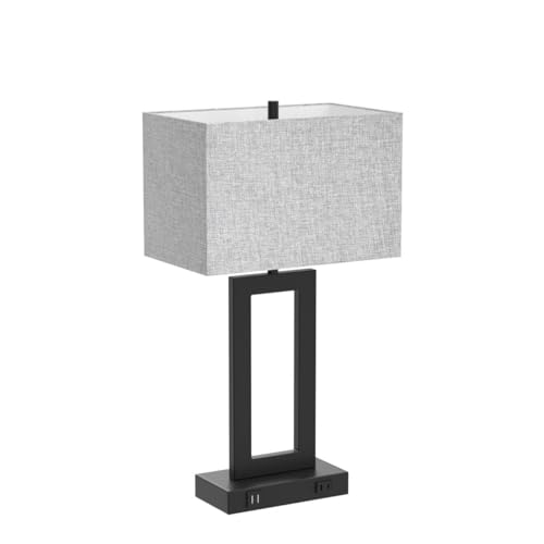 Set of 2 Modern Touch Control Table Lamps with 2 USB Ports, 22’’ Large Bedside Nightstand Lamps 3-Way Dimmable Desk Lamp With Grey Fabric Shade For Bedrooms Living Room Reading, 2 LED Bulbs Included | 3 Way Dimmable, Touch Control, Grey Fabric Shade, E26