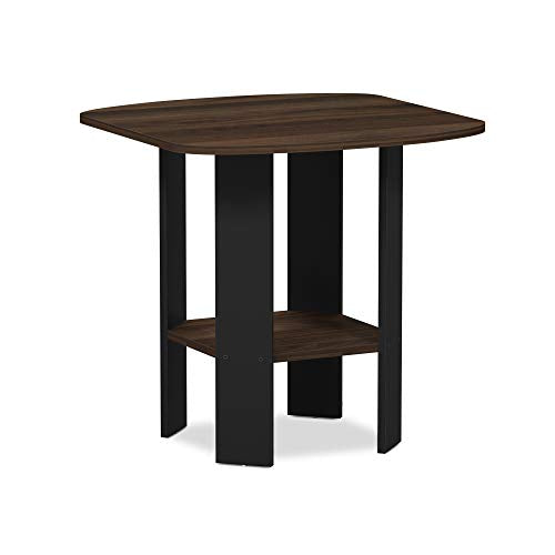 Furinno SIMPLE DESIGN Side Table, 2-Tier Modern End Table with Soft Edges, Open Shelves Night Stand, Bedside Table, for Living Room, Bedroom, Columbia Walnut - color: Columbia Walnut/Black, size: 1-Pack, 2 Tiers, Standard Leg