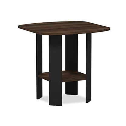 Furinno SIMPLE DESIGN Side Table, 2-Tier Modern End Table with Soft Edges, Open Shelves Night Stand, Bedside Table, for Living Room, Bedroom, Columbia Walnut - color: Columbia Walnut/Black, size: 1-Pack, 2 Tiers, Standard Leg
