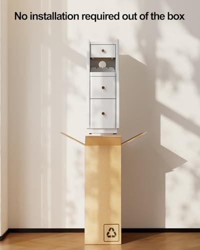Solid Wood Narrow Nightstand with 3 Drawers,Modern White,Fully Assembled | Narrow night stand,gold handles,open Shelf,skinny bedside table,slim nightstand for bedroom storage,space-saving storage - color: White（15.75"d X 7.87"w X 23.62"h）