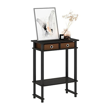 Furinno Turn-N-Tube Tall-Wide Hallway Console Table with Bin, Espresso/Brown - color: Espresso/Brown, size: 1-Pack