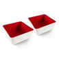 Three by Three Seattle Tapered Felt Storage Bins, 2-Pack, 9x9 (Cream/Red) | Recycled felt tapered bins; soft non-scratch; 5"x5" fits most drawers; organize desk, office, bathroom, bedroom & entryway - color: Cream/Red