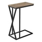 BOWERY HILL C-Shaped Accent Table, 25.25" H x 10.25" W x 18.50" D, Metal Frame with Dark Taupe Wood-Look Top, Lightweight Side Table for Living Room, Bedroom or Sofa Snack Use
