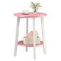 sthmec Side Table, Small Round End Table with Storage Shelf for Small Space, 2-Tier Bedside Table Sofa Couch Table, Round Accent Table Nighstands for Living Room, Bedroom, Pink - color: Pink