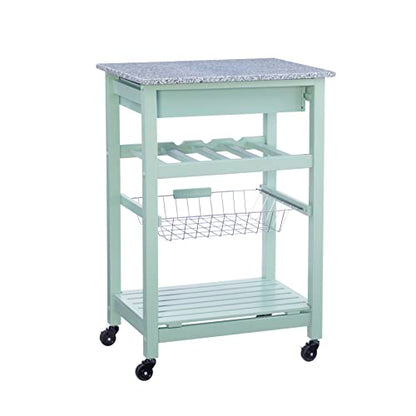 Linon Kitchen Island, Green, 15.75 x 22.83 x 33.86 Inches - color: Green and Granite, style: Whitney