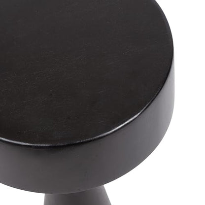 Kate and Laurel Solbrett Modern Sophisticated Round Drink Table; 10 x 10 x 22; Black; Contemporary Sculptural Bedroom Nightstand with Unique Pedestal Table Design for Use as Indoor Plant Stand - color: Black