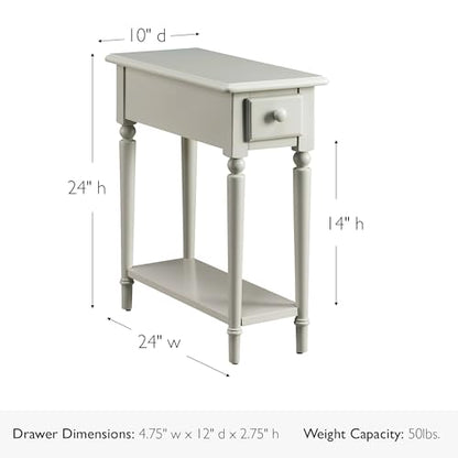 Leick Home Coastal End Table, Solid Wood, 1 Drawer, Bottom Display Shelf, Easy-Assembly, For Living Room/Bedroom, Greige, 23.5 in. L x 10.0 in. W x 24.0 in. H, 20017-GR - color: Greige