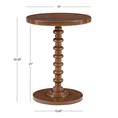 Powell Tarkin Round Hazelnut Turned Spindle Pedestal Side Accent Table - color: Hazelnut