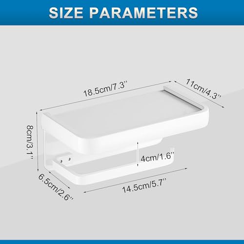 Toilet Paper Holder with Phone Shelf, Adhesive or Screw Wall Mount Toilet Tissue Roll Holder-White - color: White