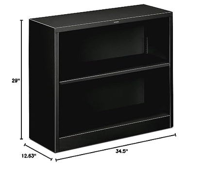 HON S30ABCP Metal Bookcase, Two-Shelf, 34-1/2w x 12-5/8d x 29h, Black - color: Black, size: 2 Shelves