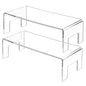 QWORK Clear Acrylic Display Risers Stand, 2 Pack 5mm Thick Transparent Showcase Shelves for Dessert Cupcakes Perfume Toys Cosmetics Jewelry Collectibles, 12x5x3.3 Inch Display Shelf
