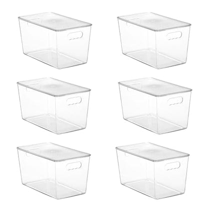 Vtopmart 6 Pack Clear Stackable Storage Bins with Lids,XLarge Plastic Containers with Handle for Pantry Organizer and Storage,Perfect for Kitchen,Fridge,Cabinet, Closet,Bathroom Organization - size: XL(13"L x 7.4"W x 7"H)