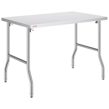 VEVOR Stainless Steel Foldable Work Table, 48 * 30 Inch Heavy Duty Food Outdoor Stainless Steel Worktable for Commercial Kitchen Restaurant - size: 48"*30" inch, style: Foldable