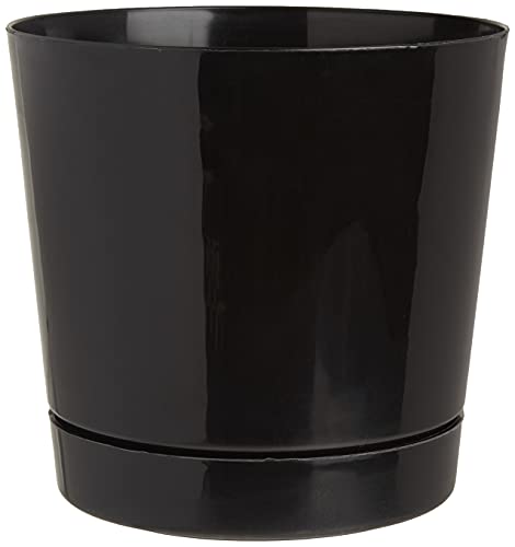 Root & Vessel Majestic Full Depth Round Cylinder Pot, Glossy Black, 8-Inch (10088) - color: Black, size: 8 Inch