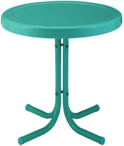 Crosley Furniture Griffith Weather Resistant Retro Metal Outdoor Side Table for Patio, Deck, Porch, Turquoise - color: Turquoise