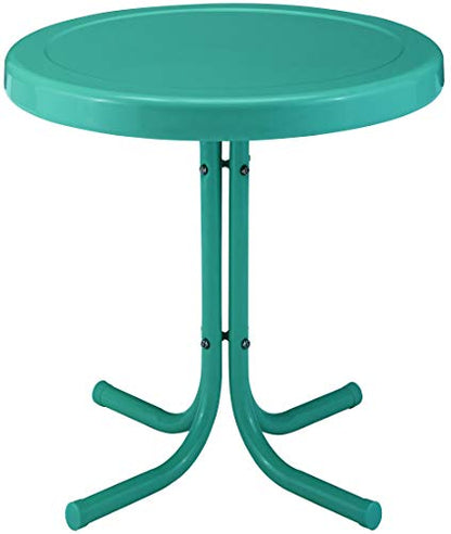 Crosley Furniture Griffith Weather Resistant Retro Metal Outdoor Side Table for Patio, Deck, Porch, Turquoise - color: Turquoise