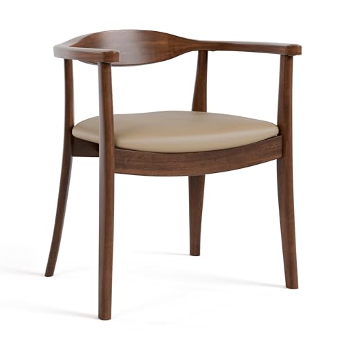 Furniture of America Nazaen I Mid-Century Modern Solid Wood 245-inch Side Chairs Set of 2 with Arm Rest, Semi-Handmade, Upholstered Seating for Home Kitchen, Dining Room, Rich Walnut - color: Rich Walnut, size: Style 1