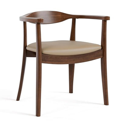 Furniture of America Nazaen I Mid-Century Modern Solid Wood 245-inch Side Chairs Set of 2 with Arm Rest, Semi-Handmade, Upholstered Seating for Home Kitchen, Dining Room, Rich Walnut - color: Rich Walnut, size: Style 1